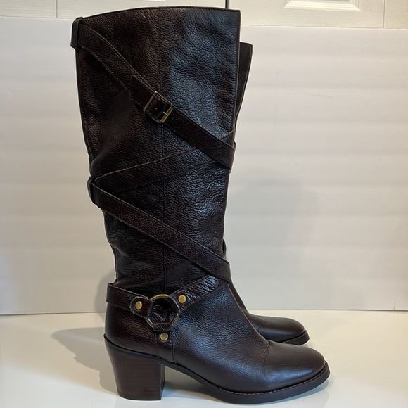 Lauren Ralph Lauren Shoes - Lauren Ralph Lauren Brown Pebbled Leather Pull On Boots Size 9